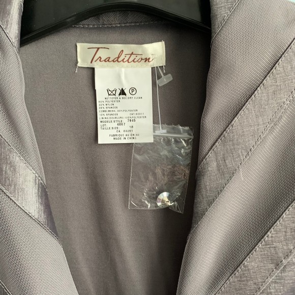 Vintage Tradition Sears Silver Gray Mesh Blouse Rhinestone Button Up Size 18 - Picture 7 of 13